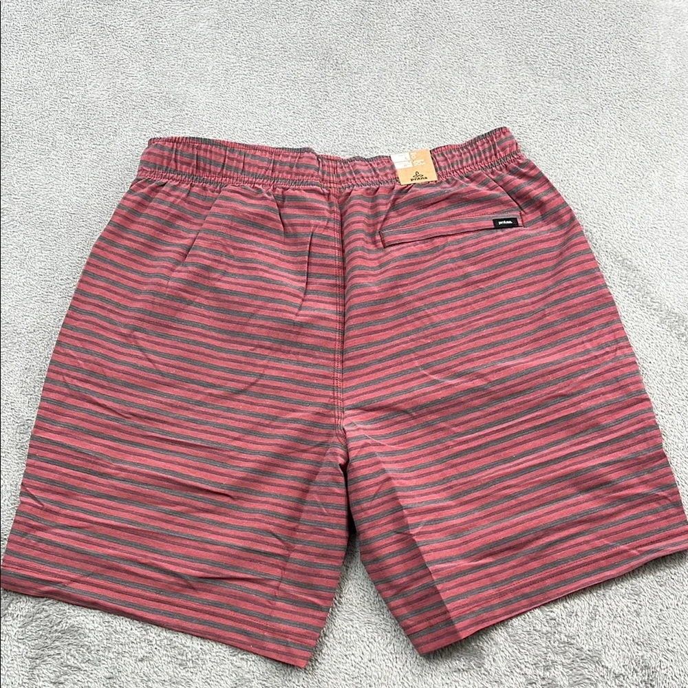 NEW Prana L Metric E-Waist Short Rust Stripe Men's Striped Red Shorts‎
